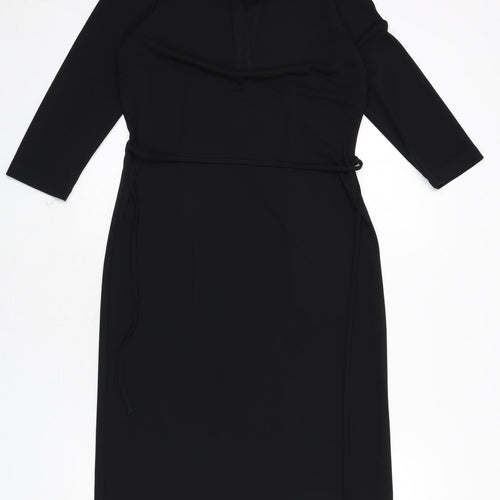Dorothy Perkins Womens Blue Polyester A-Line Size 12 Collared Pullover - Belt Included