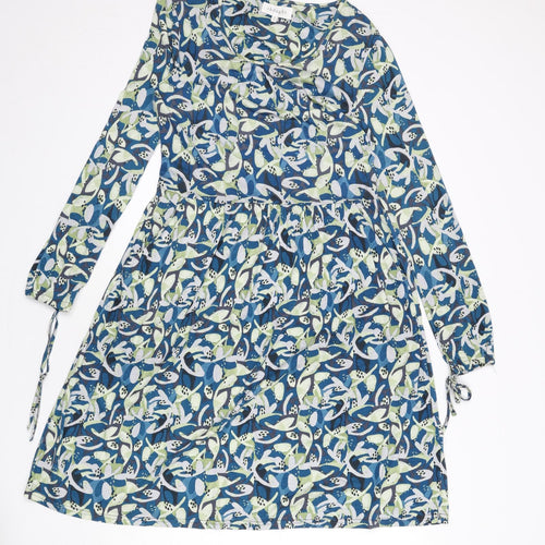 Thought Womens Multicoloured Geometric Viscose A-Line Size 10 Round Neck Pullover - Tie Detail