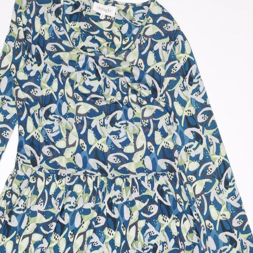 Thought Womens Multicoloured Geometric Viscose A-Line Size 10 Round Neck Pullover - Tie Detail