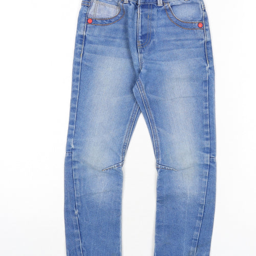 George Boys Blue Cotton Straight Jeans Size 5-6 Years Regular Zip