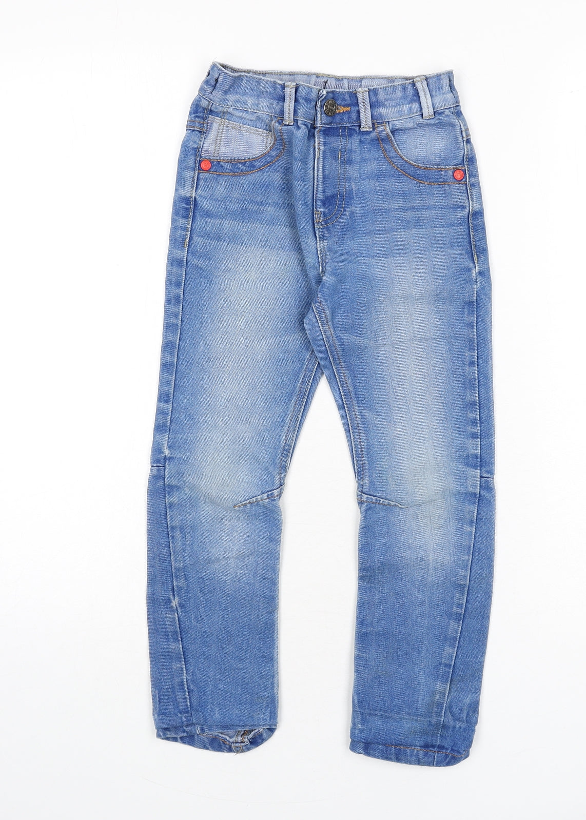 George Boys Blue Cotton Straight Jeans Size 5-6 Years Regular Zip
