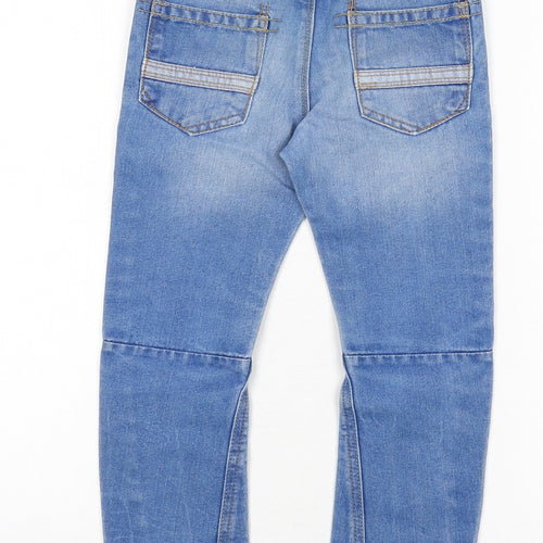 George Boys Blue Cotton Straight Jeans Size 5-6 Years Regular Zip