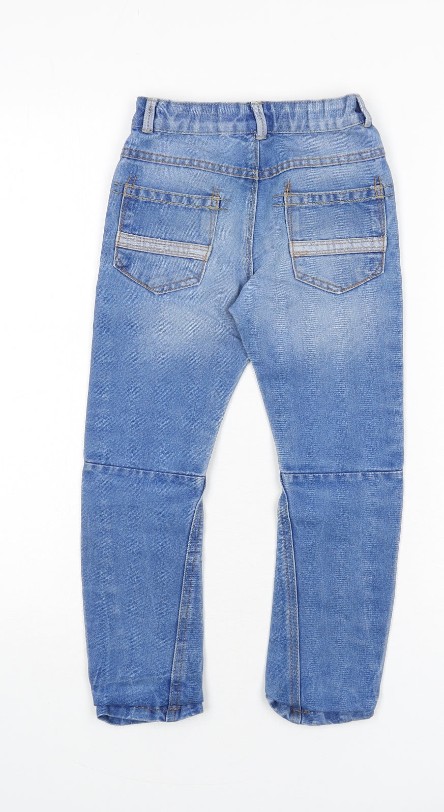 George Boys Blue Cotton Straight Jeans Size 5-6 Years Regular Zip
