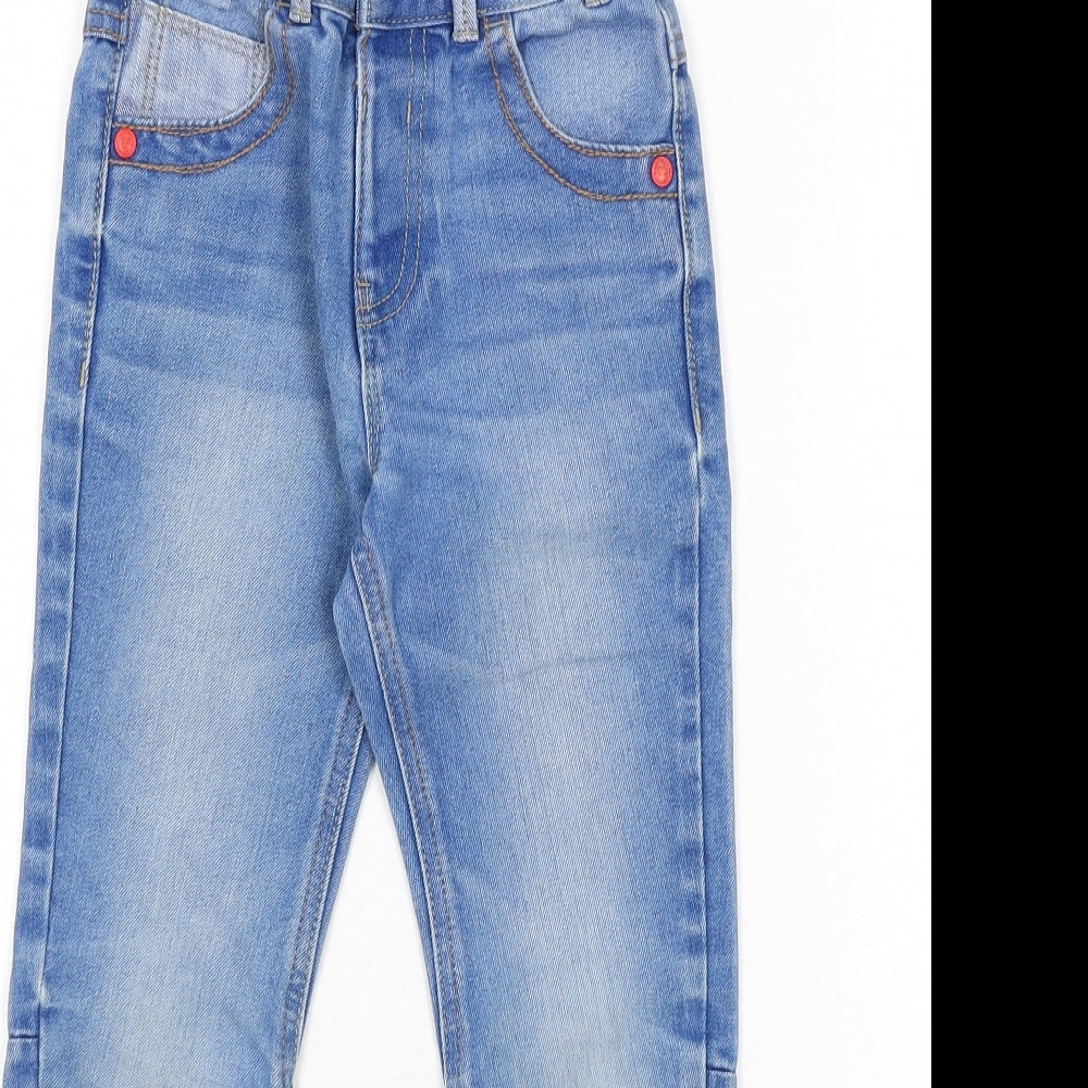 George Boys Blue Cotton Straight Jeans Size 5-6 Years Regular Zip
