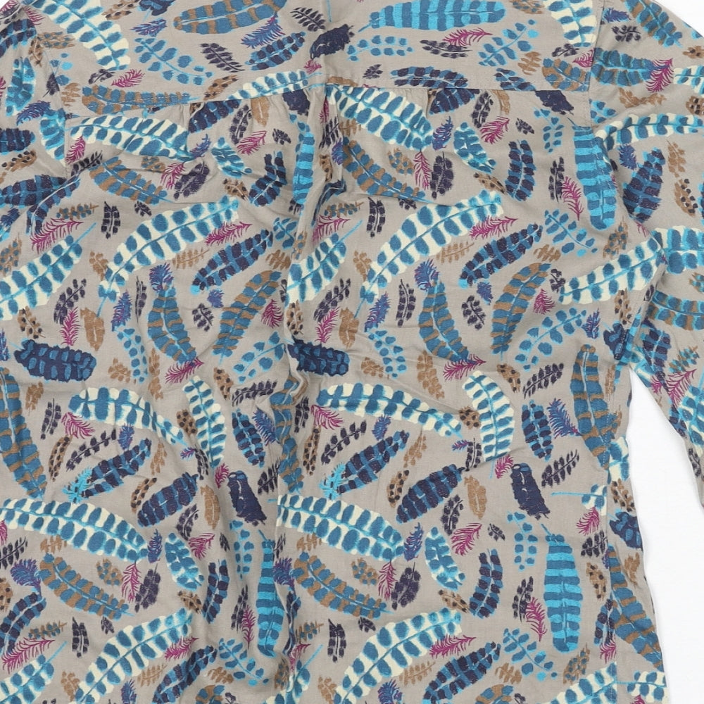 White Stuff Womens Multicoloured Geometric 100% Cotton Basic Blouse Size 10 Scoop Neck - Lace Trim, Leaf Print