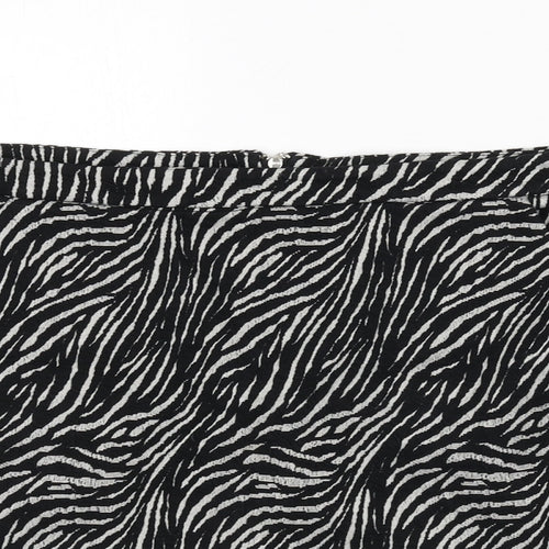 NEXT Womens Black Animal Print Polyester Mini Skirt Size 16 Zip - Zebra Print