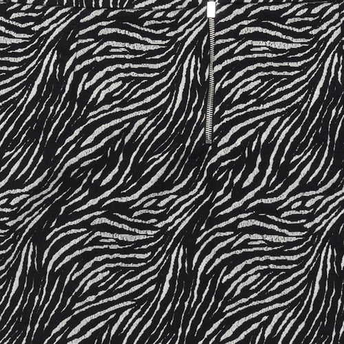 NEXT Womens Black Animal Print Polyester Mini Skirt Size 16 Zip - Zebra Print