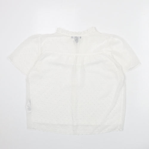 New Look Womens White Polka Dot Polyester Basic Blouse Size 14 V-Neck