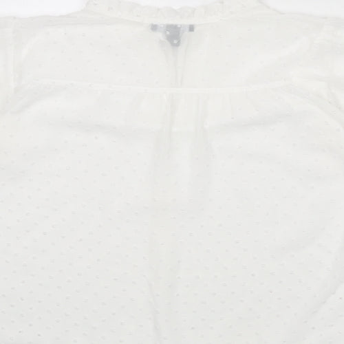 New Look Womens White Polka Dot Polyester Basic Blouse Size 14 V-Neck