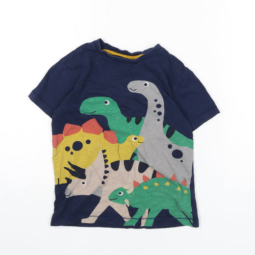 NEXT Boys Blue Cotton Basic T-Shirt Size 5-6 Years Round Neck Pullover - Dinosaurs