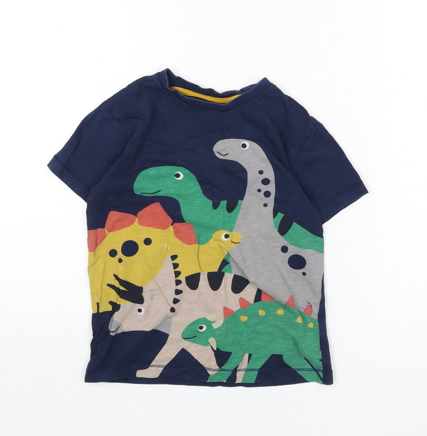 NEXT Boys Blue Cotton Basic T-Shirt Size 5-6 Years Round Neck Pullover - Dinosaurs