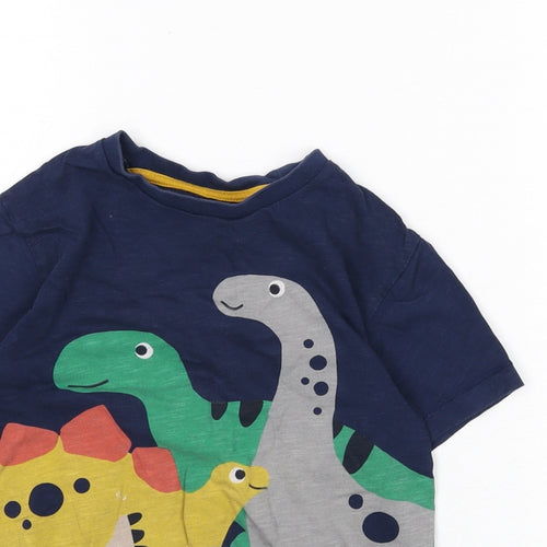 NEXT Boys Blue Cotton Basic T-Shirt Size 5-6 Years Round Neck Pullover - Dinosaurs