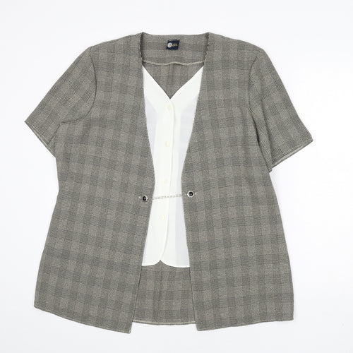 Your Sixth Sense Womens Multicoloured Plaid Polyester Basic Blouse Size 20 V-Neck - Chain, Double Layered