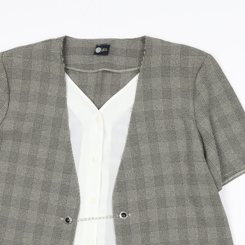 Your Sixth Sense Womens Multicoloured Plaid Polyester Basic Blouse Size 20 V-Neck - Chain, Double Layered