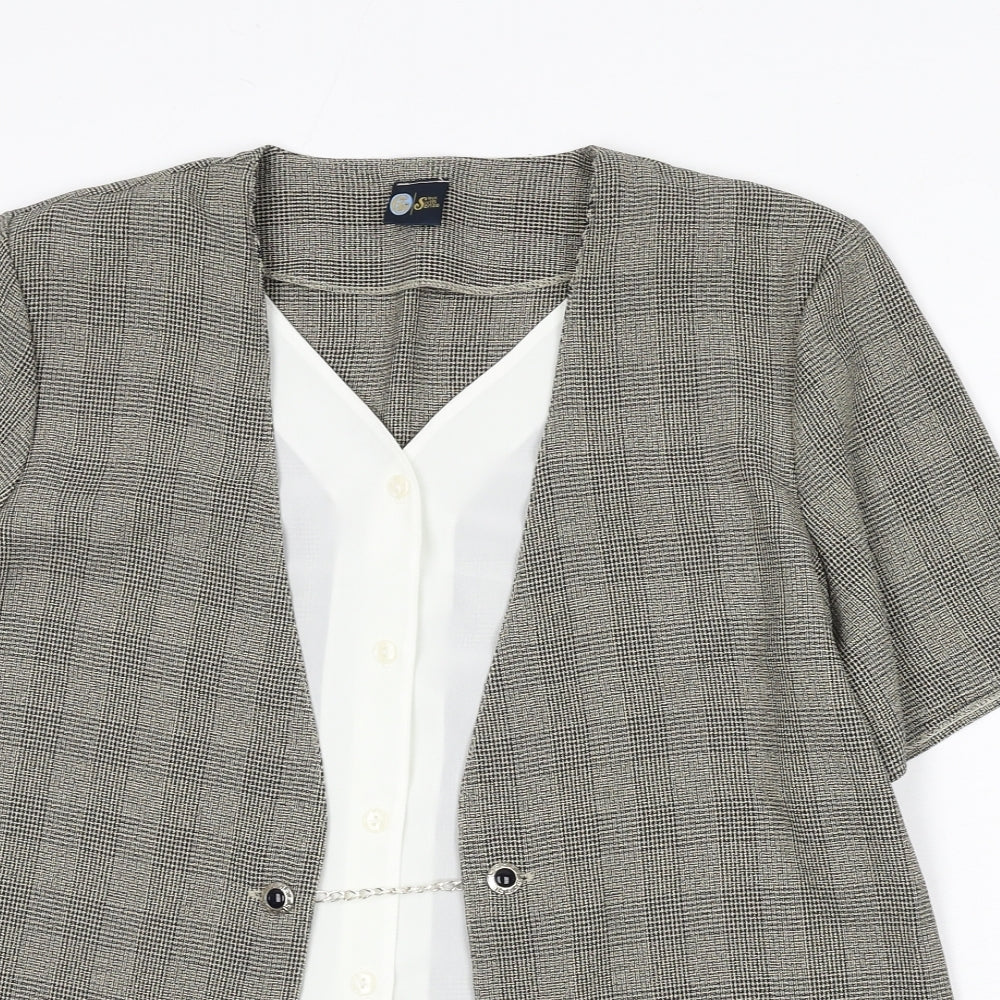 Your Sixth Sense Womens Multicoloured Plaid Polyester Basic Blouse Size 20 V-Neck - Chain, Double Layered