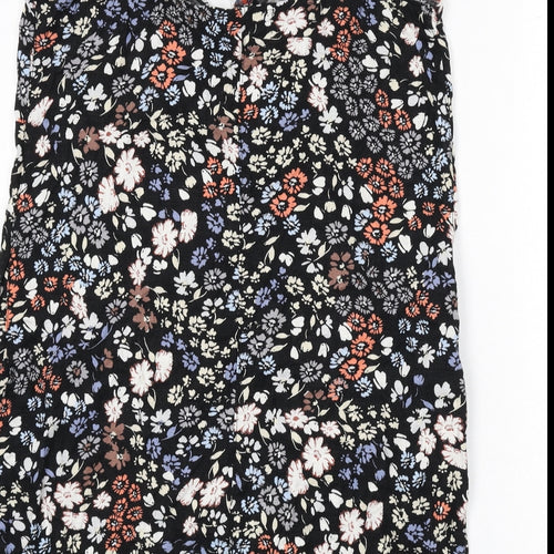 NEXT Womens Multicoloured Floral Linen Sheath Size 14 V-Neck Pullover - Ruffle Detail