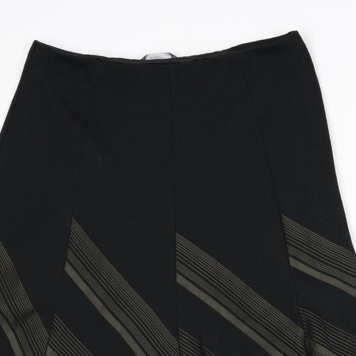 Marks and Spencer Womens Black Striped Polyester Flare Skirt Size 16