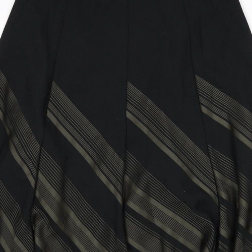 Marks and Spencer Womens Black Striped Polyester Flare Skirt Size 16