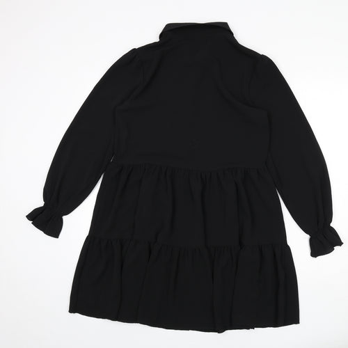 Cameo Rose Womens Black Polyester Fit & Flare Size 8 Collared Button