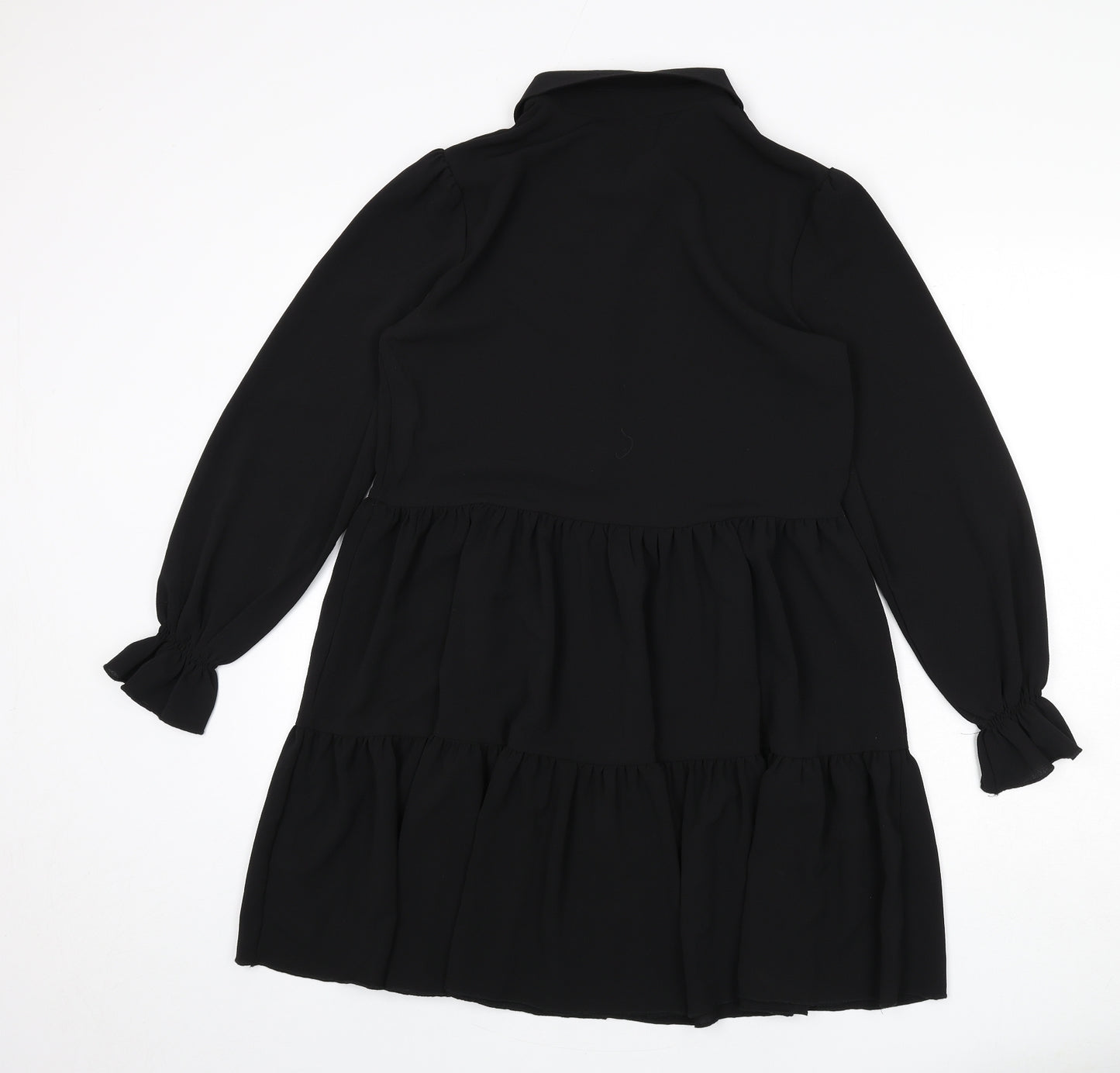 Cameo Rose Womens Black Polyester Fit & Flare Size 8 Collared Button