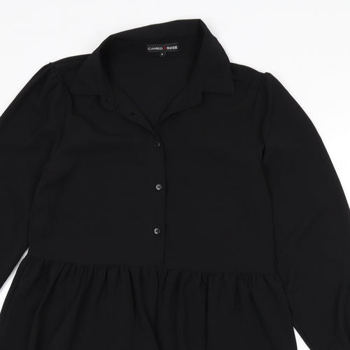 Cameo Rose Womens Black Polyester Fit & Flare Size 8 Collared Button