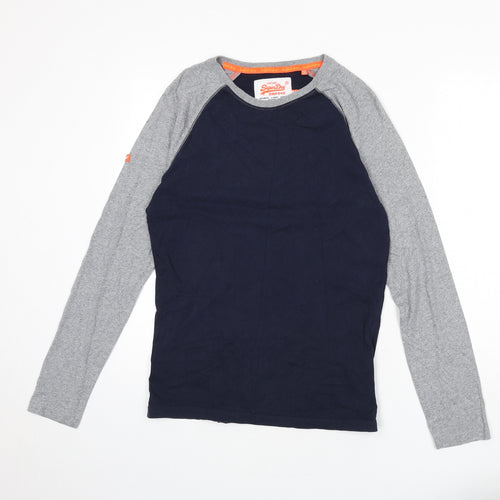 Superdry Mens Blue Cotton T-Shirt Size M Round Neck
