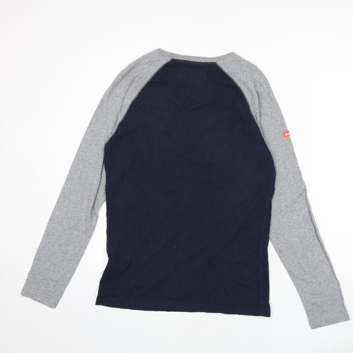 Superdry Mens Blue Cotton T-Shirt Size M Round Neck