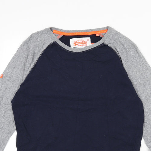 Superdry Mens Blue Cotton T-Shirt Size M Round Neck