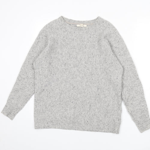 White Stuff Womens Grey Round Neck Wool Pullover Jumper Size 10