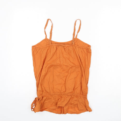 NEXT Womens Orange 100% Cotton Camisole Tank Size 8 Scoop Neck - Lace Detail, Tie