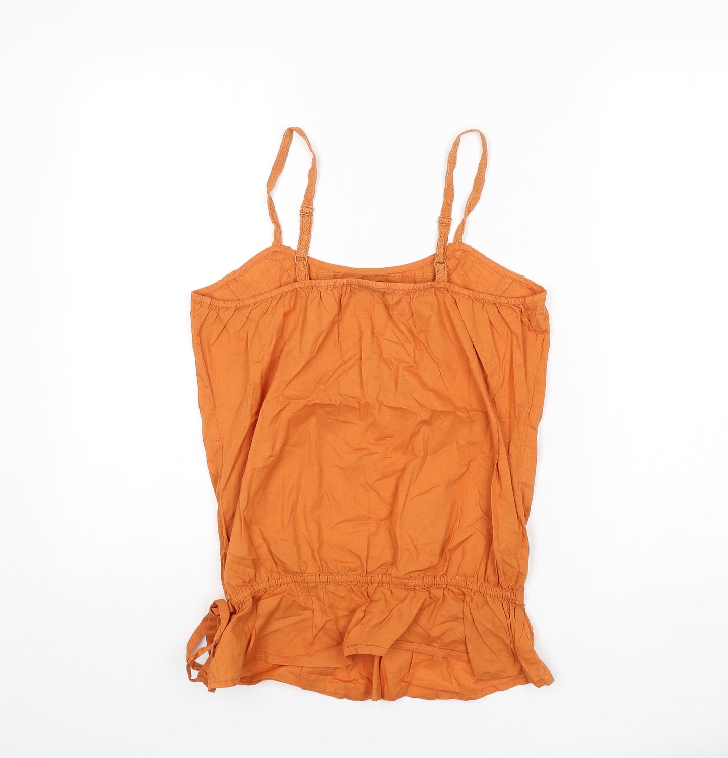 NEXT Womens Orange 100% Cotton Camisole Tank Size 8 Scoop Neck - Lace Detail, Tie