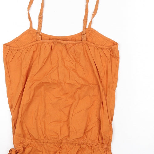 NEXT Womens Orange 100% Cotton Camisole Tank Size 8 Scoop Neck - Lace Detail, Tie