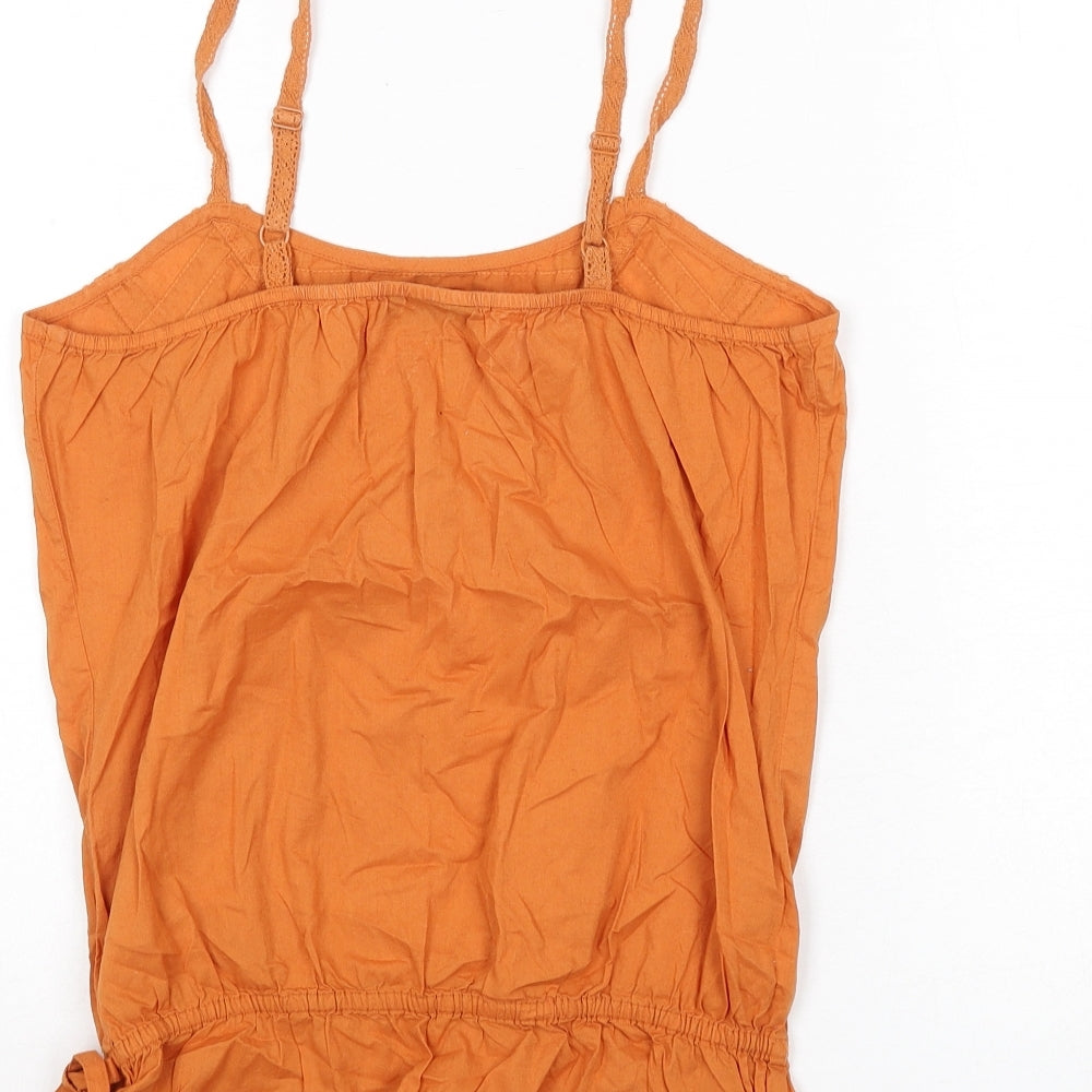 NEXT Womens Orange 100% Cotton Camisole Tank Size 8 Scoop Neck - Lace Detail, Tie