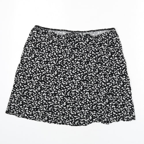ASOS Womens Black Floral Polyester Mini Skirt Size 16