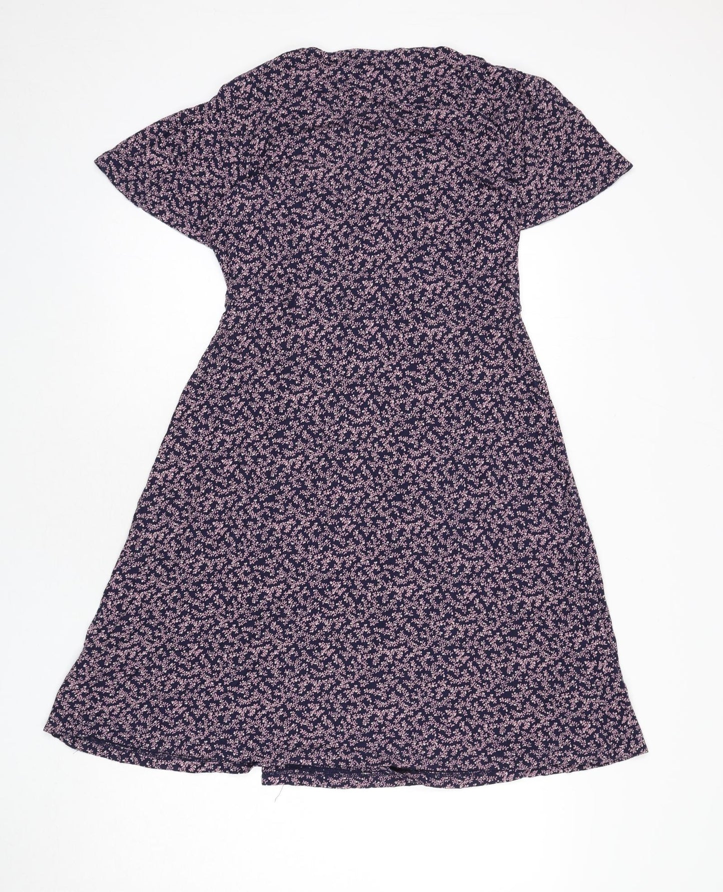 NEXT Womens Blue Floral Viscose A-Line Size 12 V-Neck Pullover