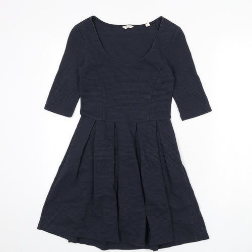 Jack Wills Womens Blue Cotton Fit & Flare Size 6 Scoop Neck Pullover - Ribbed