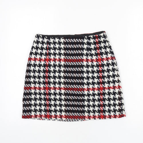 New Look Womens Multicoloured Geometric Acrylic A-Line Skirt Size 6 Zip - Houndstooth