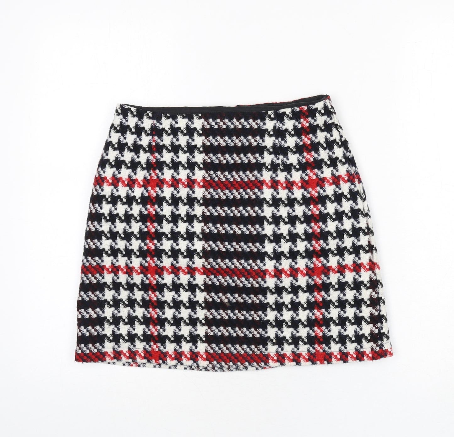 New Look Womens Multicoloured Geometric Acrylic A-Line Skirt Size 6 Zip - Houndstooth