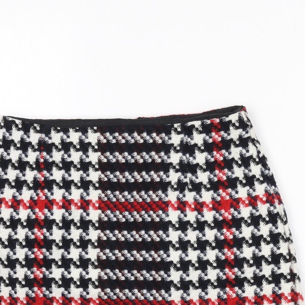 New Look Womens Multicoloured Geometric Acrylic A-Line Skirt Size 6 Zip - Houndstooth