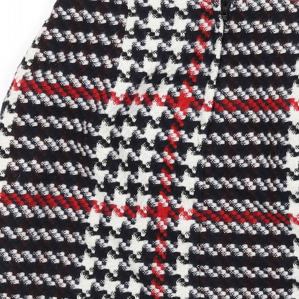 New Look Womens Multicoloured Geometric Acrylic A-Line Skirt Size 6 Zip - Houndstooth