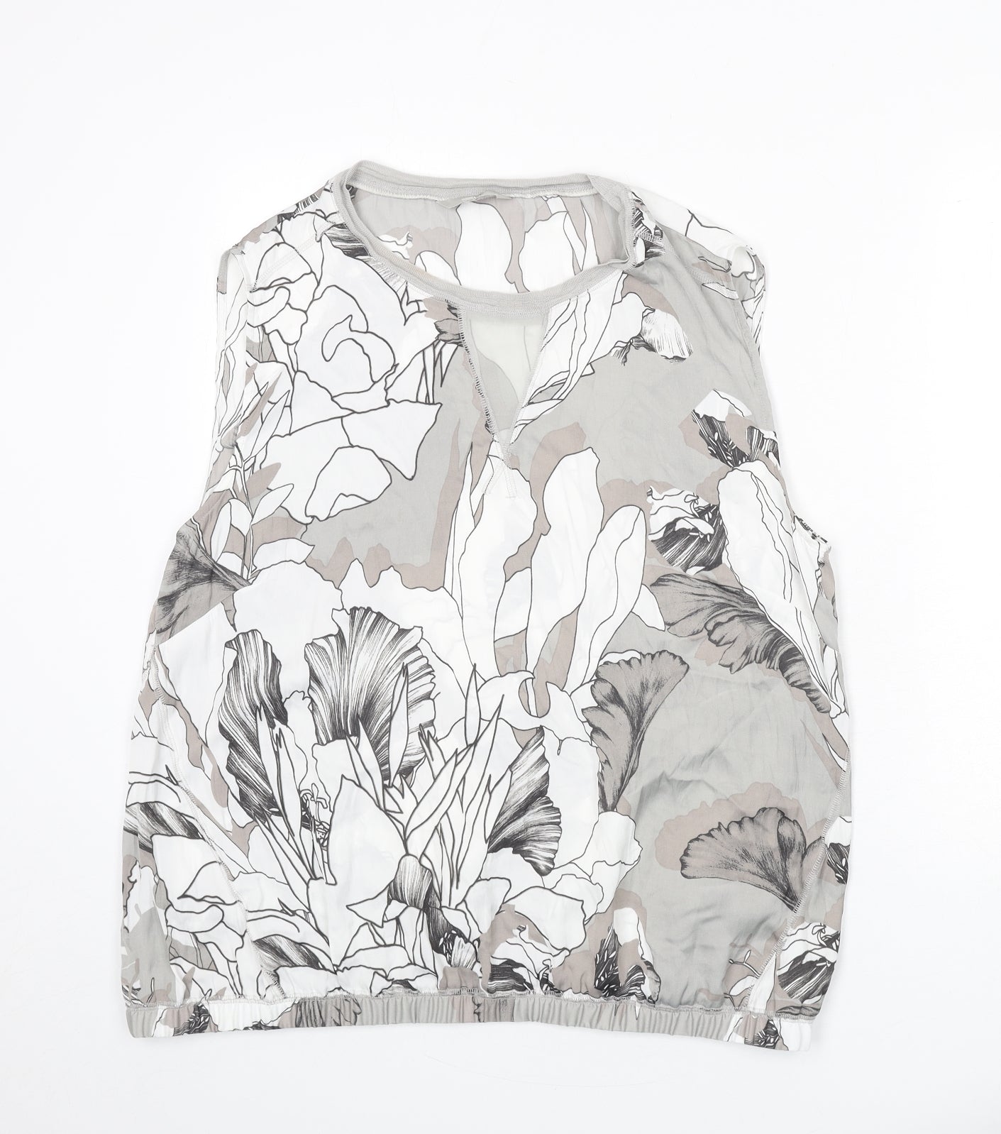 NEXT Womens Grey Floral Polyester Basic Tank Size 20 Round Neck