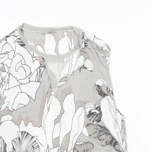 NEXT Womens Grey Floral Polyester Basic Tank Size 20 Round Neck