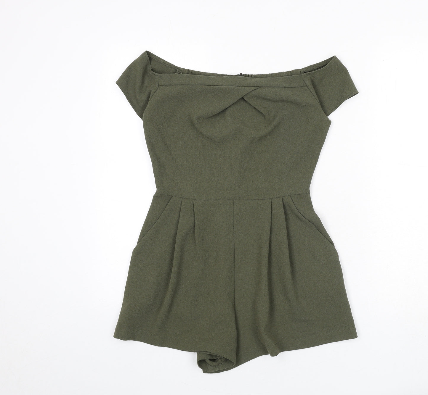 Love Womens Green Polyester Romper One-Piece Size S Zip