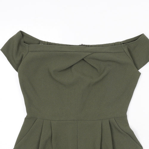 Love Womens Green Polyester Romper One-Piece Size S Zip