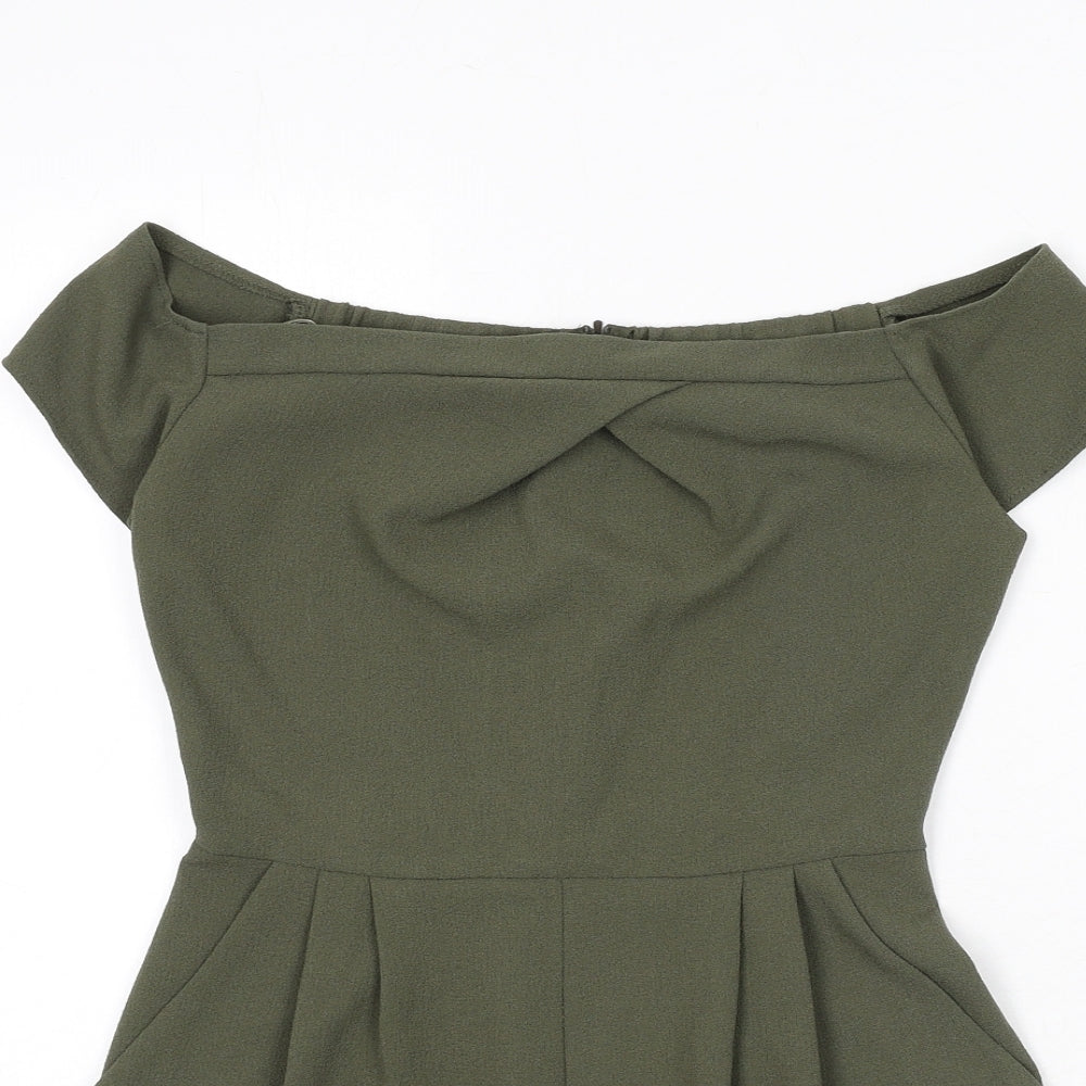 Love Womens Green Polyester Romper One-Piece Size S Zip