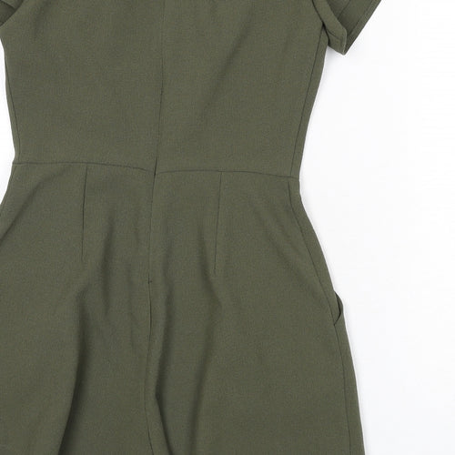 Love Womens Green Polyester Romper One-Piece Size S Zip