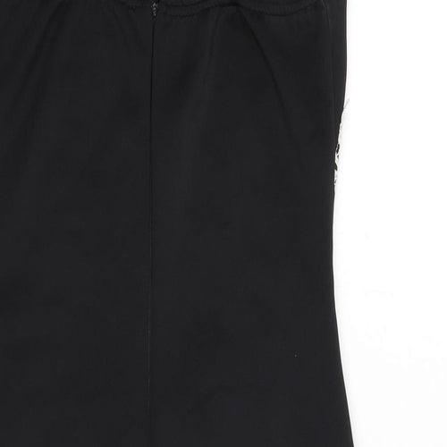 AX Paris Womens Black Polyester Bodycon Size 10 Round Neck Zip - Floral Embroidery