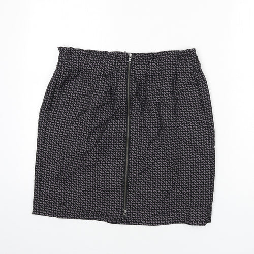 Gap Womens Black Geometric Viscose A-Line Skirt Size 12 Zip