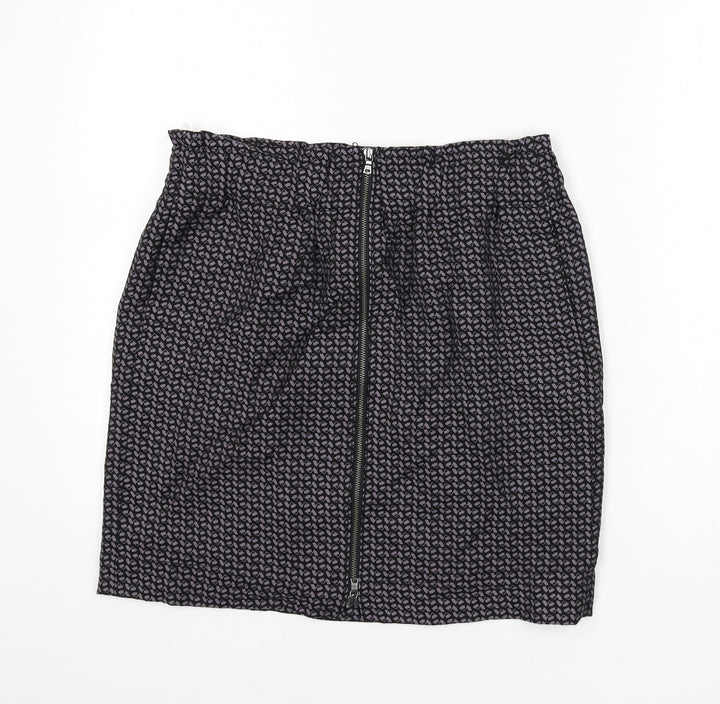 Gap Womens Black Geometric Viscose A-Line Skirt Size 12 Zip