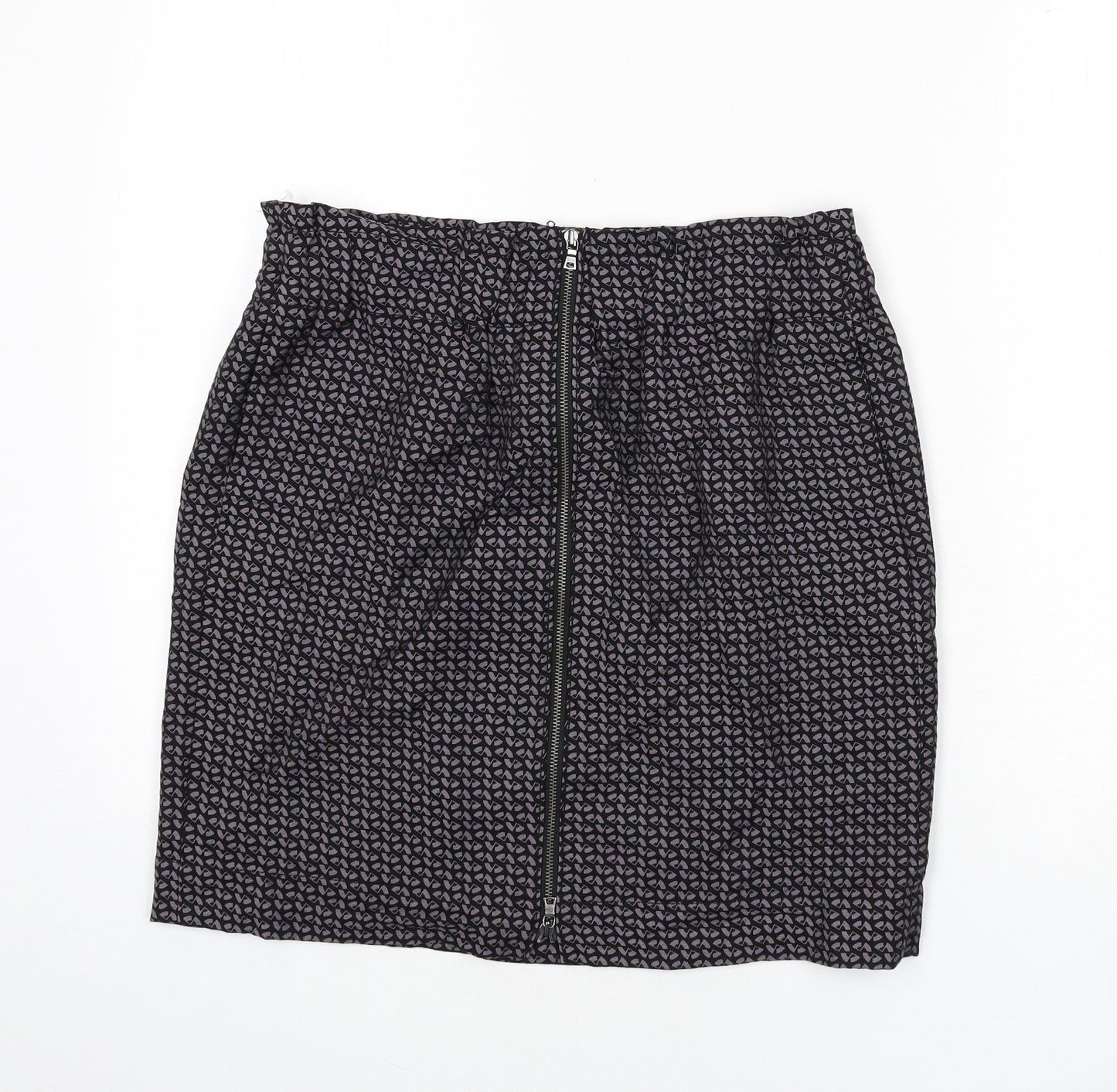 Gap Womens Black Geometric Viscose A-Line Skirt Size 12 Zip